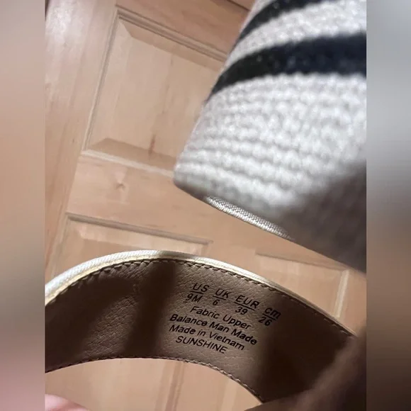 Life Stride Cream/Black Strappy Stretch Slip-in Platform Open Toe Sandals Sz 9 - Picture 9 of 14